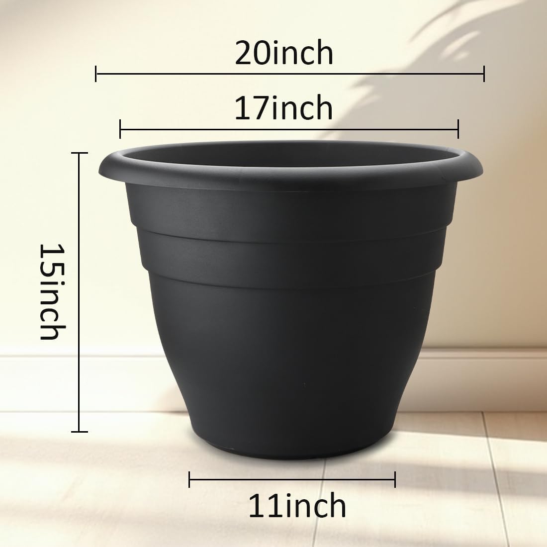 RooTrimmer 3 Pack 20 Inch Large Plant Pots for Outdoor,Heavy Duty Extra Large Deep Garden Planter with Drainage