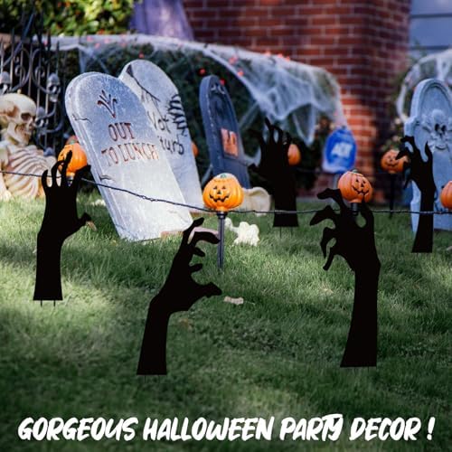 5 PCS Halloween Black Hands Yard Signs, Scary Hand Silhouette Lawn Sign with Stakes, Halloween Haunted House Decorations for Outdoor Yard Lawn Garden