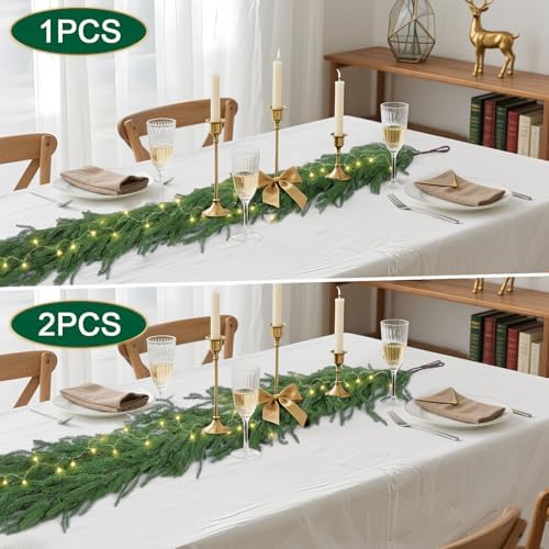 Hananona 2Pcs 9FT Christmas Garlands, Real Touch Norfolk Pine Garland