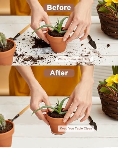 4 Inch Cork Plant Coasters, 6 Pack Round Plant Mats for Small Flower Pots