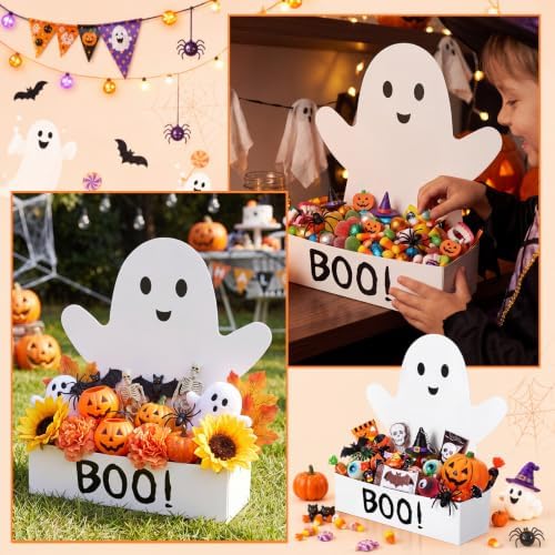 Gueevin 12 Pcs Large Halloween Boo Gift Basket Set Ghost Shaped Candy Box