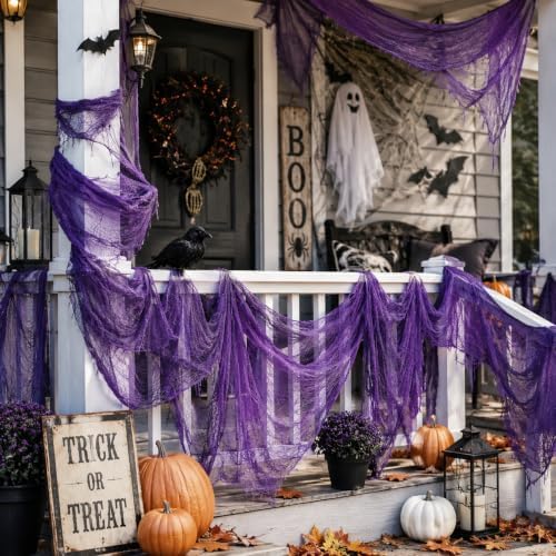5 Pcs Purple Halloween Gauze Creepy Cloth Fabric Tapestry Decor Decorations