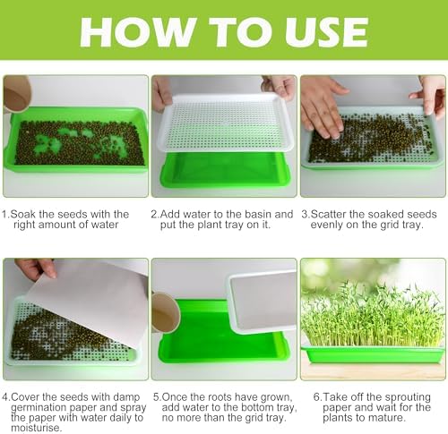 10 Pack Seed Sprouter Tray, Wheatgrass Tray Sprouter Microgreen Growing Kit
