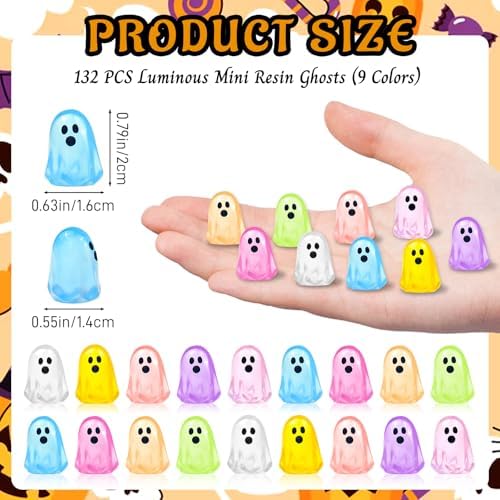 132 Pcs Halloween Luminous Mini Resin Ghost Figures Miniature Figurines