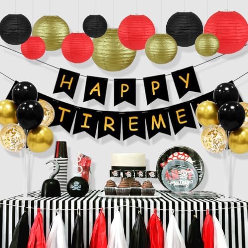 12 Pack (6" 8" 10" 12") Red Black and Gold Paper Lanterns - Hanging Round Lantern Kit for Graduation 2026, Casino Night, Red Carpet, Hollywood Theme Party, Game Night and Hibachi Party Decorations