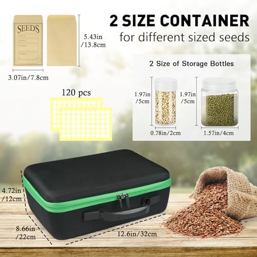 Seed Storage Organizer Box with 104 Bottles & Envelopes