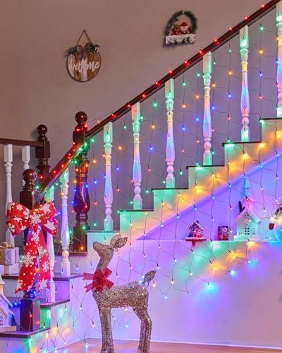 2 Pack 12×5FT 360 LED Christmas Net Lights Outdoor Mesh Lights Waterproof