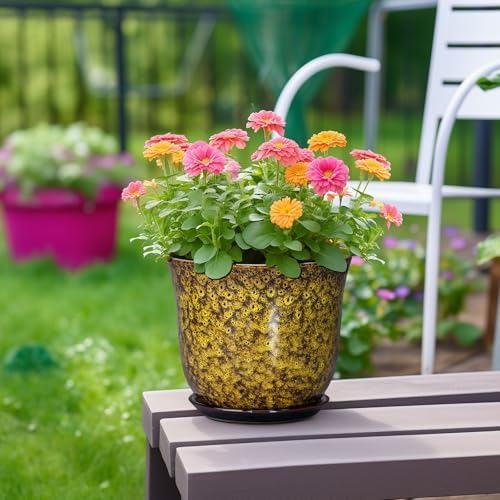 Ceramic Planter, 8 Inch Plant Pot for Indoor Plants, Yellow