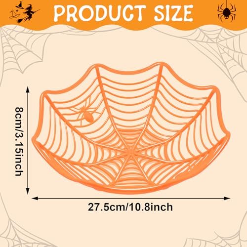 3 Pack Halloween Spider Web Candy Bowls, 11 Inch Plastic Cobweb Design Serving Bowls in Orange, Black, and Purple for Halloween Party Decor, Trick-or-Treating, Food Candy Trays, and Table Centerpieces