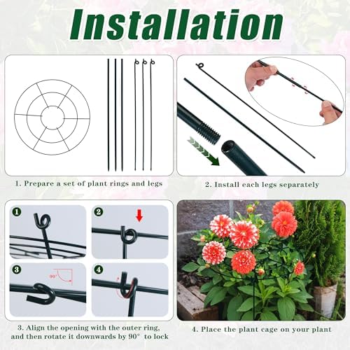 Peony Cages and Supports, 30"H x 13.8"D Plant Supports for Outdoor Plants