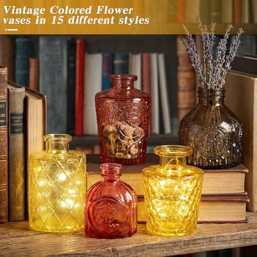 Set of 30 Gold Glass Bud Vases Small Textured Flower Vases