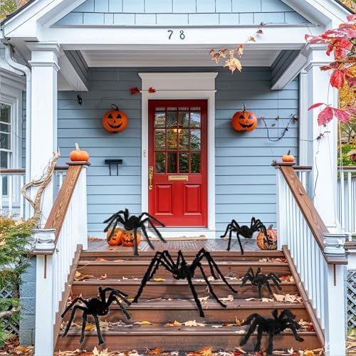 Halloween Decorations Outdoor Large Spider: 6 Pack Spiders Halloween Decor