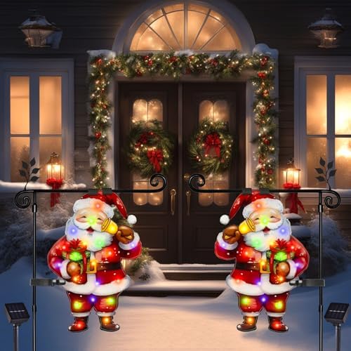 12x18 Lighted Christmas Santa Garden Flag, 8 Modes Solar LED