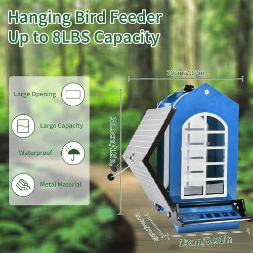 Bird Feeder Squirrel Proof Metal Hanging, Weight-Activated Perches 5LBS