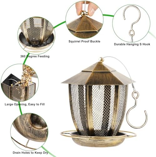 LBTING Bird Feeder, Wild Bird Feeders, Hexagon Lantern-Shaped
