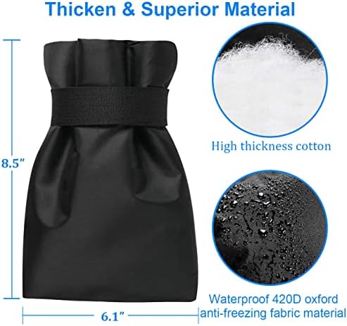 Outdoor Faucet Covers for Winter Freeze Protection, Upgraded Thicken 8.5" H x 6.1" W Outside Garden Faucet Socks for Winter Waterproof Reusable Hose Bibs Insulated Spigot Cover, 4 Pack Black