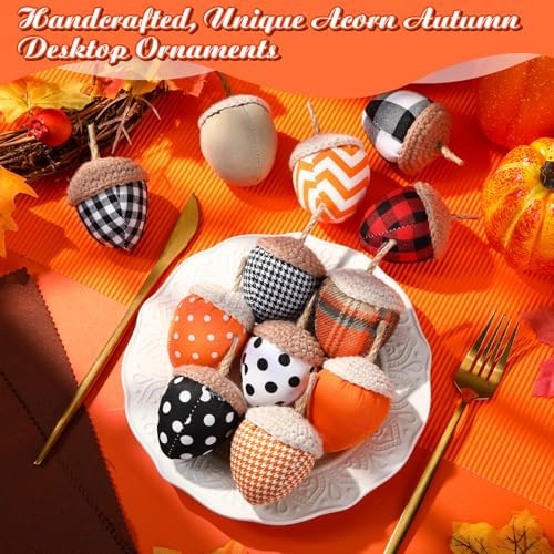 Lounsweer 12 Pcs Fall Acorn Ornaments Thanksgiving Hanging Decor