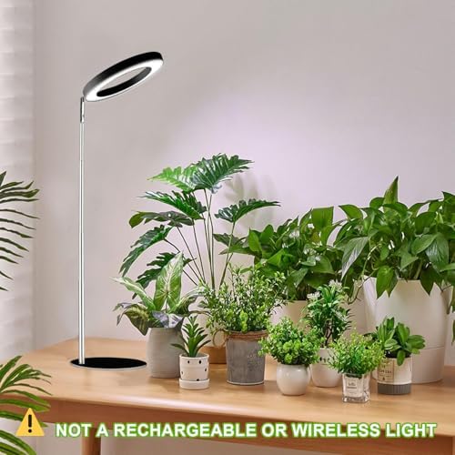 yadoker 72 LEDs Full Spectrum Plant Grow Light with Base for Indoor Plants，Height Adjustable, 6.3" Aluminum Housing,Automatic Timer with 8/12/16 Hours,10-Level Brightness,Black Plant Light,1 Pack