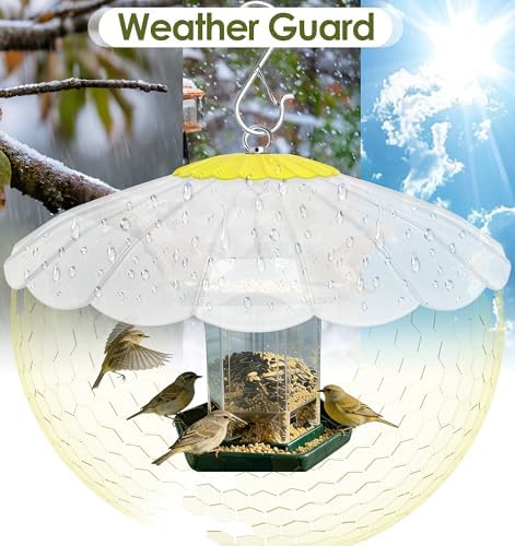 13.5-Inch Hummingbird Feeder Shade Dome Cover,Bird Feeder Rain Cover & Squirrel Shield, Weather Guard with Hanging Bird Feeders,Squirrel Proof for Shepherd's Hook Outdoors(Clear White) 2 Pack