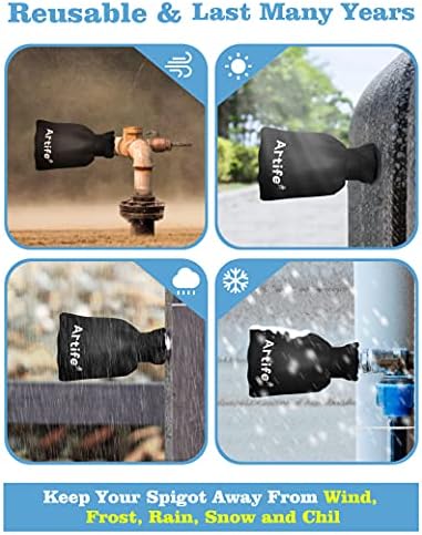 Outdoor Faucet Covers for Winter Freeze Protection, Outside Hose Bib Cover Insulated Socks,210D Waterproof Oxford Fabric Water Spigot Covers Black 2 PCS