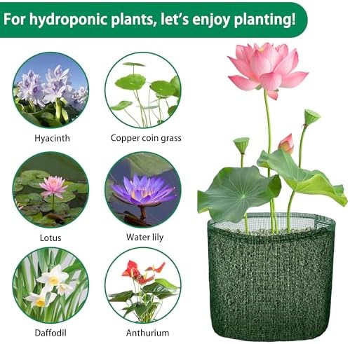 EBaokuup 4 Pcs Aquatic Pond Planting Bags-7" Reusable Mesh Water Garden Pond Plant Pot-Breathable Green Square Lily Plant Pots for Pond Bog Plant Garden Terrestrial Plant