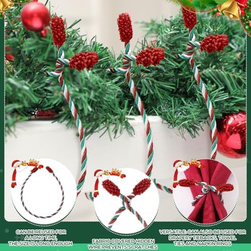 Zhengmy 20 Pcs 25 Inch Extra Long Christmas Garland Ties Christmas Decorative Twist Ties for Banister Reusable Flexible Twist for Holiday Xmas Home Decorations Craft Wrapping (Red Green White)