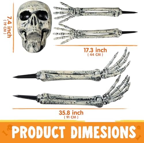 JOYIN 5 Pcs Halloween Skeleton Decorations Outdoor, Life Size Skeleton Yard Stakes, Groundbreaker Skulls Decor for Graveyard Yard Lawn Garden Ground Party Supplies