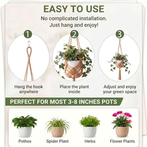 Shappy 2 Pack Boho Macrame Plant Hanger for Indoor