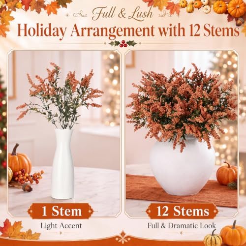 Zeyune 12 Pcs Fall Faux Yellow Orange Berry Stem, 14 Inch Sedum Berry Pick