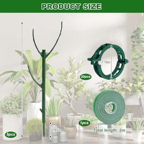 5 Pack Stackable Plant Support Stakes Indoor/Outdoor Support Pole