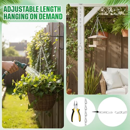 Outus 4 Pack 9.5 Inch Silver Hanging Chain for Bird Feeders, Planters, Lanterns, Wind Chimes, Decorative Ornaments and Birdbaths Basket Extender Chain Outdoor Indoor(9.5 Inch, Silver)