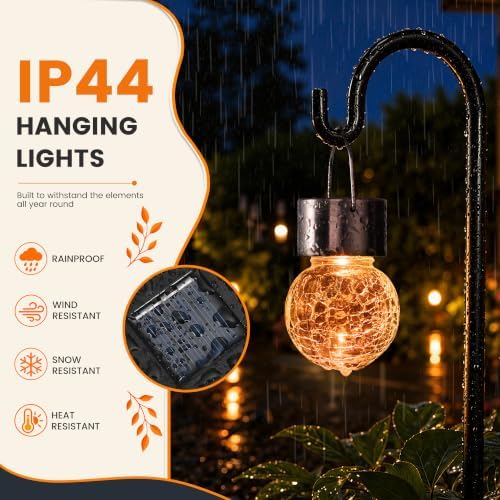 GIGALUMI Solar Hanging Lights Outside Solar Christmas Decoration Light 16Pc