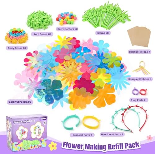 IQBOX Flower Making Refill Kit Crafts for Kids Ages 4–8