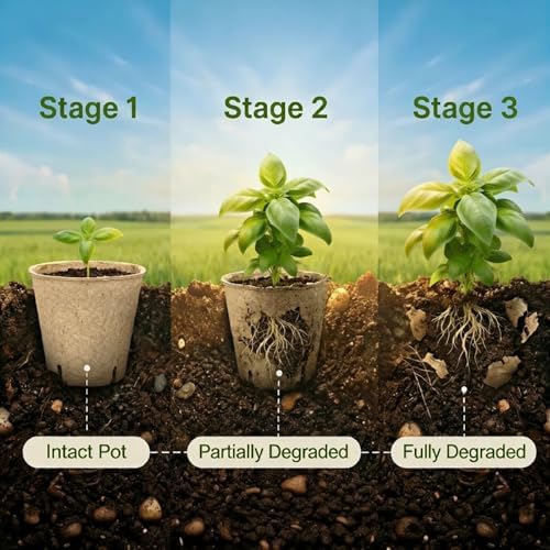 10 Packs 5 Inch Large Peat Pots, Seedling Pots with Drainage Holes
