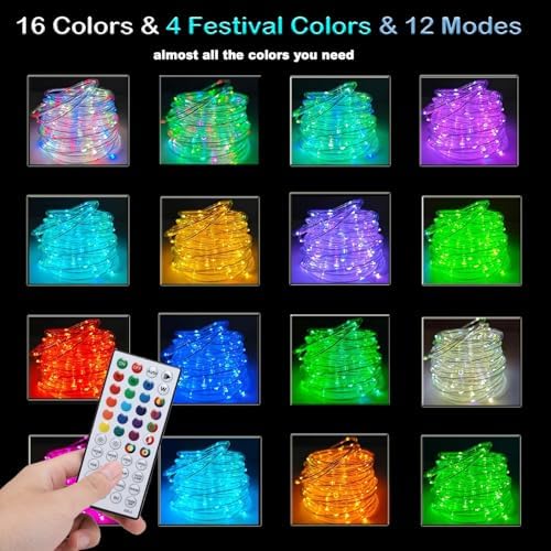 Vigdur Outdoor Rope Lights, 66FT Color Changing Rope Lights with Remote
