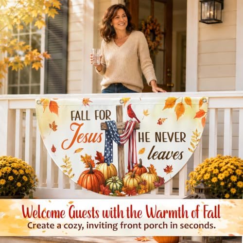 FLAGWIX Christian Fall Bunting Flag 1.5x3ft, Pumpkin Outdoor Decor