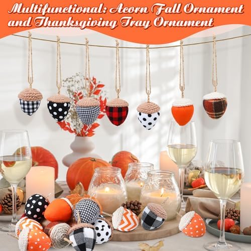 Lounsweer 12 Pcs Fall Acorn Ornaments Thanksgiving Hanging Decor