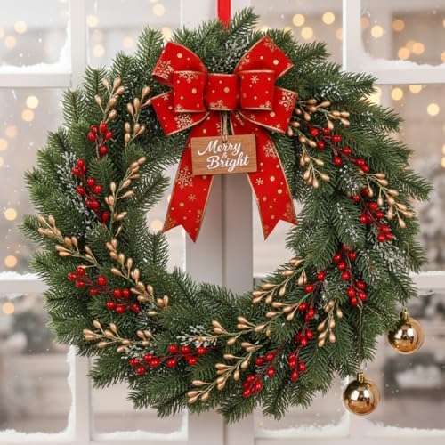 BBTO 300 Pcs Holly Berries 150 Wire Stems Xmas Wreath,Dark Red,Red,Gold