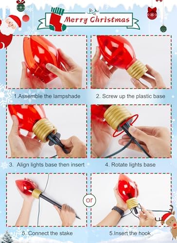 Hanging Christmas Decoration Outdoor, 8.5 FT 5 LED Jumbo C9 Pathway Lights