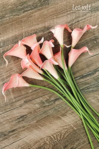 Letjolt Artificial Calla Lily Flowers 12Pcs Light Pink Realistic Flower