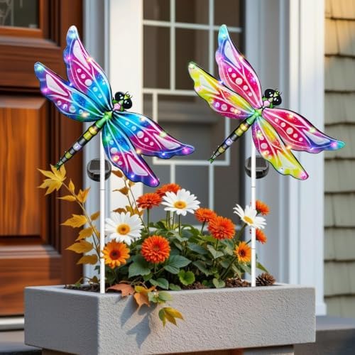 Hexagram Dragonfly Garden Stakes Decor, Dragonfly Garden Yard Stakes