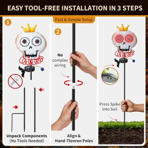 Solar Halloween Skull Garden Stake Light, Spooky Halloween Decorations
