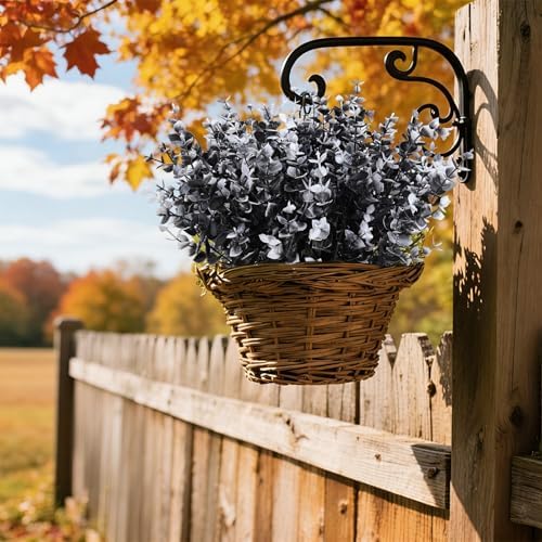 RECUTMS Black Artificial Greenery,12Pc Fake Fall Outdoor UV Resistant Plant