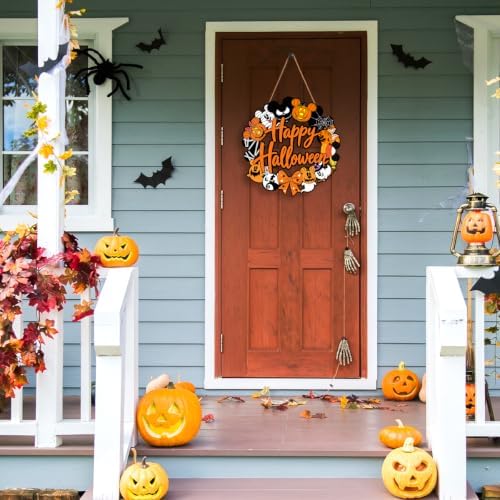 Halloween Mouse Wreath Door Decorations Pumpkin Ghost Wooden Hanging Sign