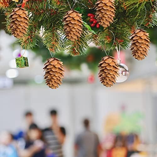 60Pcs Mini Christmas Natural Hanging Pine Cone for Craft, Pinecone Ornament
