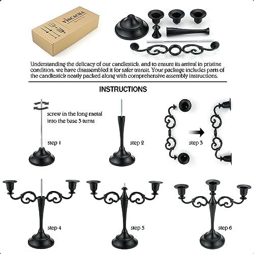 3-Arm Metal Candelabra Candle Holder Table Centerpiece, Bronze