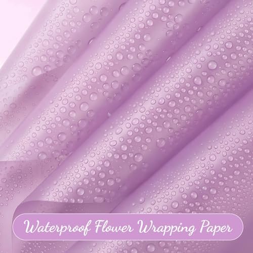 woric 25 Sheets Light Purple Flower Bouquet Wrapping Paper