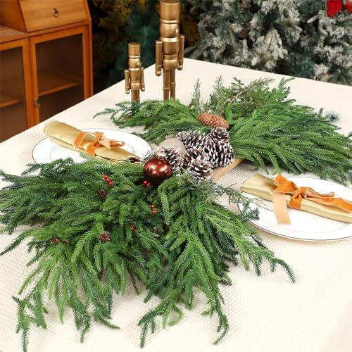 Jutom 30 Pcs Artificial Christmas Norfolk Pine Branches Stems, 30 Inches