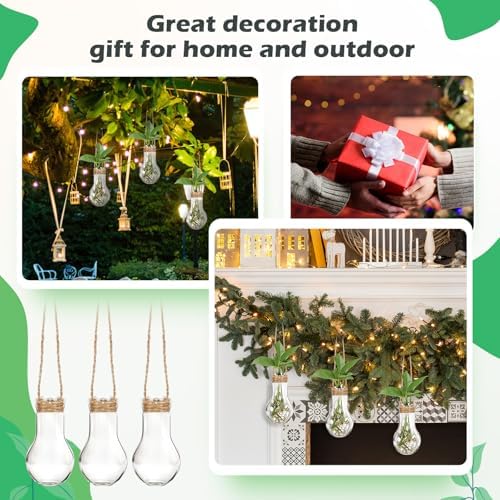 Baderke 12 Pack Hanging Plant Propagation Stations 3.9 Inch Plastic Propagation Vases with Hooks and Cleaning Brush Clear Window Wall Jars for Home, Office, Bathroom Decor, Gift for Plant Lovers