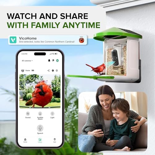 Birvio™ Smart Bird Feeder with Camera, Solar Powered, 1080P HD WiFi Live Stream, AI Bird Identification, Instant Motion Alerts